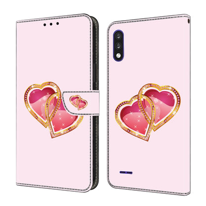 For LG K22/K22 + Crystal Painted Leather Phone case(Love Peach) - LG by buy2fix | Online Shopping UK | buy2fix