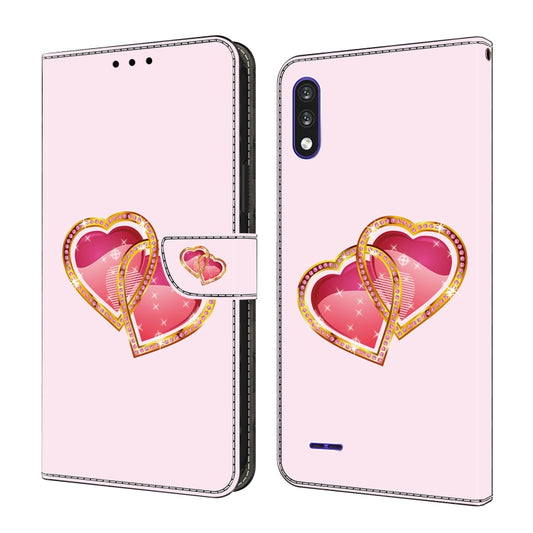 For LG K22/K22 + Crystal Painted Leather Phone case(Love Peach) - LG by buy2fix | Online Shopping UK | buy2fix