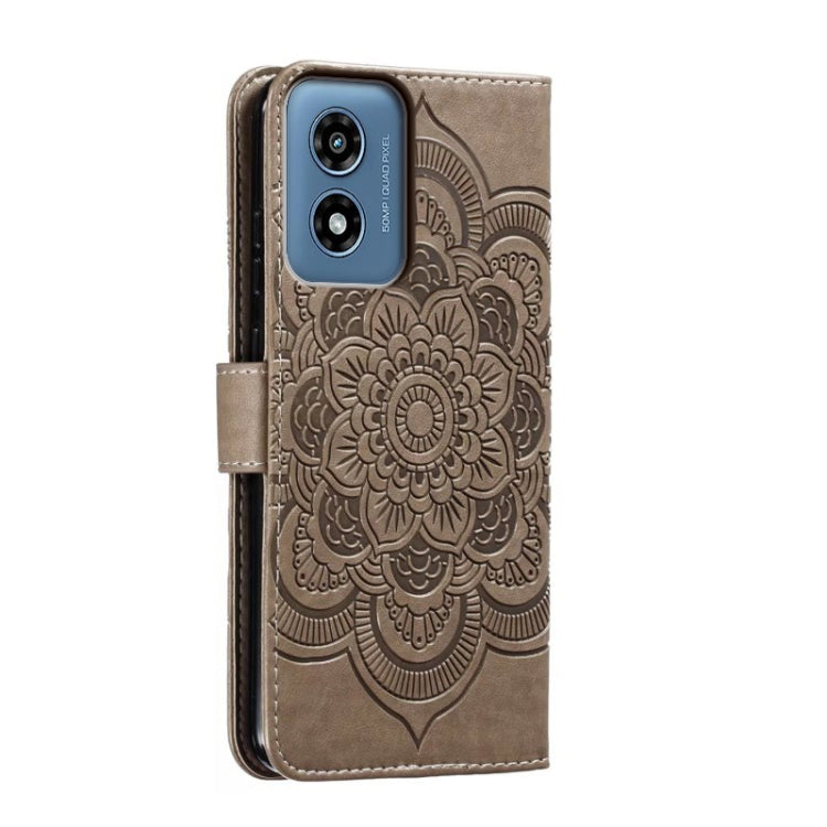 For Motorola Moto G Play 2024 Sun Mandala Embossing Pattern Phone Leather Case(Grey) - Motorola Cases by buy2fix | Online Shopping UK | buy2fix