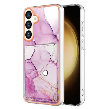 For Samsung Galaxy S24+ 5G Marble Pattern IMD Card Slot Phone Case(Pink Purple Gold) - Galaxy S24+ 5G Cases by buy2fix | Online Shopping UK | buy2fix