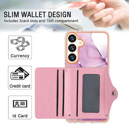 For Samsung Galaxy S24+ 5G Marble Pattern IMD Card Slot Phone Case(Pink Purple Gold) - Galaxy S24+ 5G Cases by buy2fix | Online Shopping UK | buy2fix