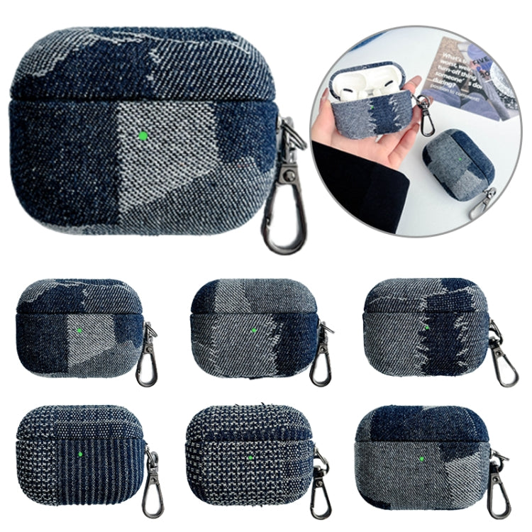 For AirPods 3 Stitching Denim Cloth Bluetooth Earphone Protective Case(Light Color Irregular) - For AirPods 3 by buy2fix | Online Shopping UK | buy2fix