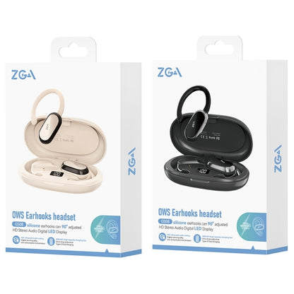 ZGA GS08 LED Digital Display Open Wireless Bluetooth Earphone(White) - Bluetooth Earphone by ZGA | Online Shopping UK | buy2fix