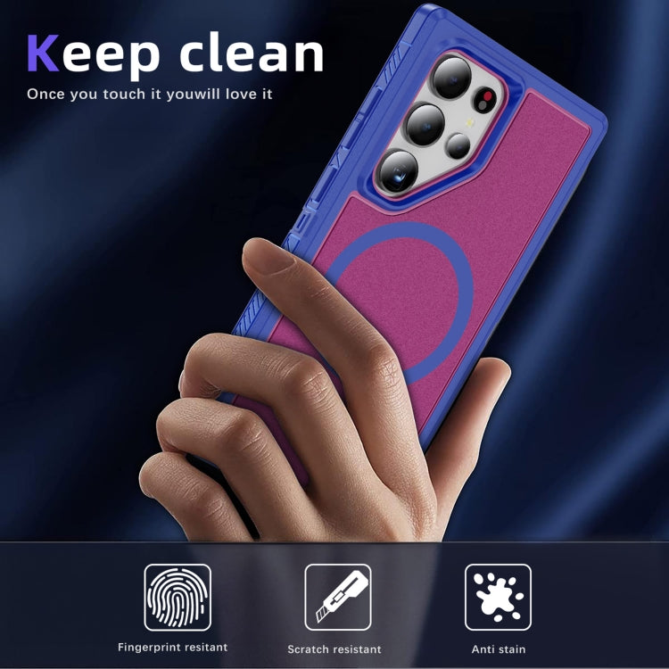 For Samsung Galaxy S24 5G Guard Magsafe Magnetic Frosted Phone Case(Blue+Rose Red) - Galaxy S24 5G Cases by buy2fix | Online Shopping UK | buy2fix