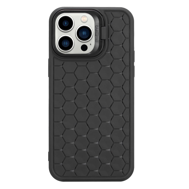 For iPhone 16 Pro Max Honeycomb Radiating Lens Holder TPU Phone Case(Black) - iPhone 16 Pro Max Cases by buy2fix | Online Shopping UK | buy2fix