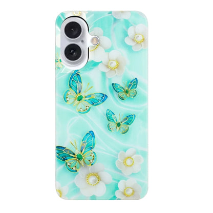 For iPhone 16 Colorful Painting Pattern TPU Phone Case(Butterflies) - iPhone 16 Cases by buy2fix | Online Shopping UK | buy2fix