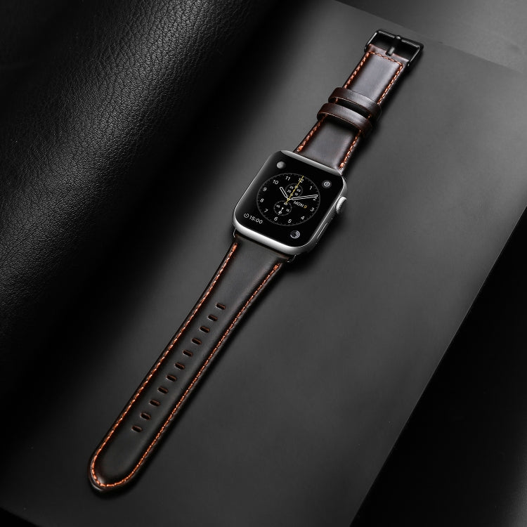 For Apple Watch Series 9 45mm DUX DUCIS Business Genuine Leather Watch Strap(Coffee) - Watch Bands by DUX DUCIS | Online Shopping UK | buy2fix