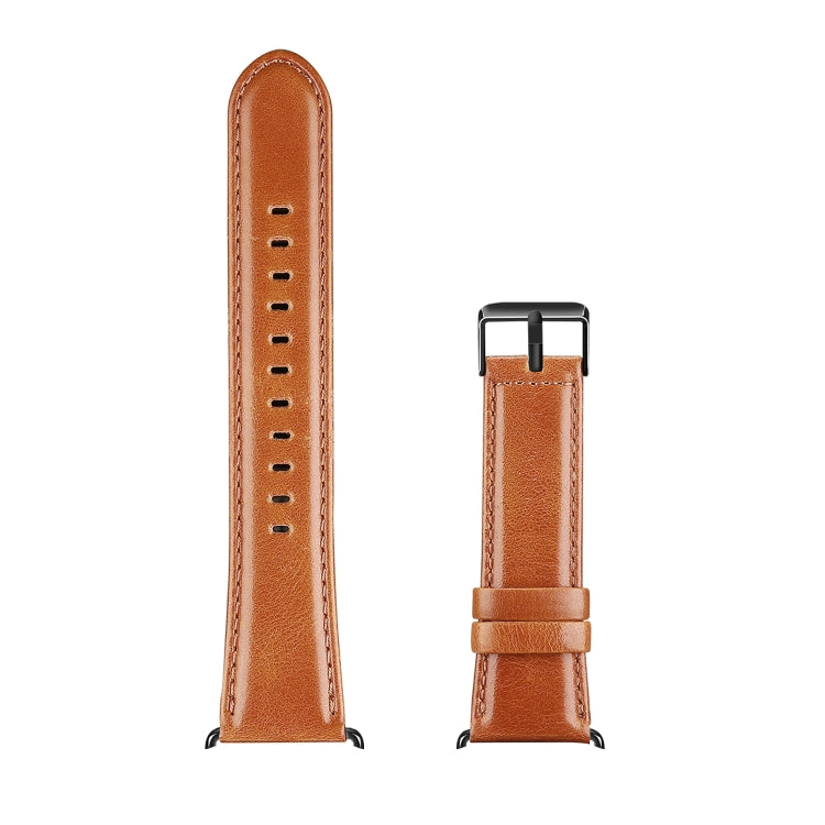 For Apple Watch Series 6 44mm DUX DUCIS Business Genuine Leather Watch Strap(Khaki) - Watch Bands by DUX DUCIS | Online Shopping UK | buy2fix