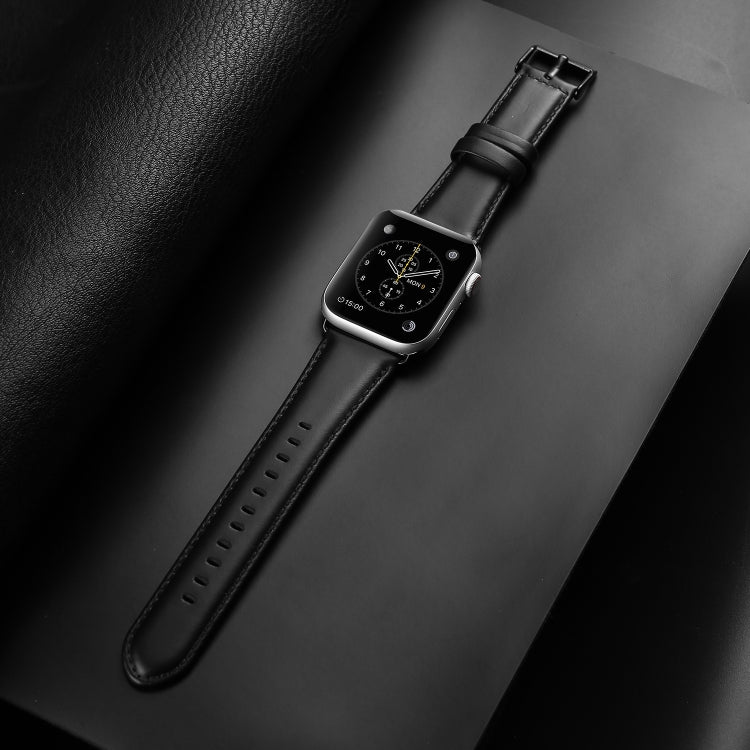 For Apple Watch Series 5 40mm DUX DUCIS Business Genuine Leather Watch Strap(Black) - Watch Bands by DUX DUCIS | Online Shopping UK | buy2fix