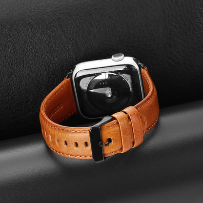 For Apple Watch Series 4 40mm DUX DUCIS Business Genuine Leather Watch Strap(Khaki) - Watch Bands by DUX DUCIS | Online Shopping UK | buy2fix