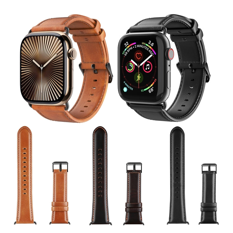 For Apple Watch Series 2 42mm DUX DUCIS Business Genuine Leather Watch Strap(Coffee) - Watch Bands by DUX DUCIS | Online Shopping UK | buy2fix