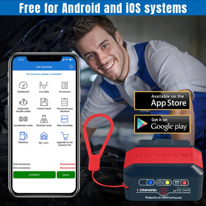 KONNWEI KW905 Bluetooth 5.0 Car OBD2 Scanner Support Android & iOS(Black) - Code Readers & Scan Tools by KONNWEI | Online Shopping UK | buy2fix