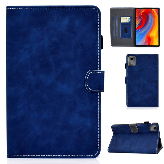 For Lenovo Tab M11 / Xiaoxin Pad 11 2024 Stitching Cowhide Texture Smart Leather Tablet Case(Blue) - Lenovo by buy2fix | Online Shopping UK | buy2fix