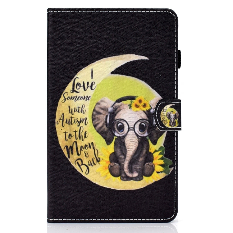 For Lenovo Tab M11 / Xiaoxin Pad 11 2024 Colored Drawing Sewing Pen Slot Leather Tablet Case(Moon Baby Elephant) - Lenovo by buy2fix | Online Shopping UK | buy2fix