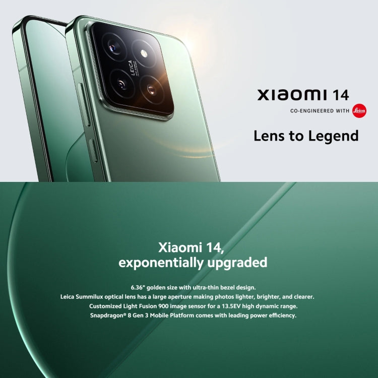 [HK Warehouse] Xiaomi 14 5G Global, 12GB+512GB, 6.36 inch Xiaomi HyperOS Snapdragon 8 Gen 3 Octa Core 3.3GHz, Network: 5G(Green) - Xiaomi Redmi by Xiaomi | Online Shopping UK | buy2fix