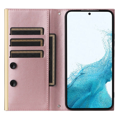 For Samsung Galaxy S22+ 5G Crossbody Rhombic Sucker Leather Phone Case(Rose Gold) - Galaxy S22+ 5G Cases by buy2fix | Online Shopping UK | buy2fix