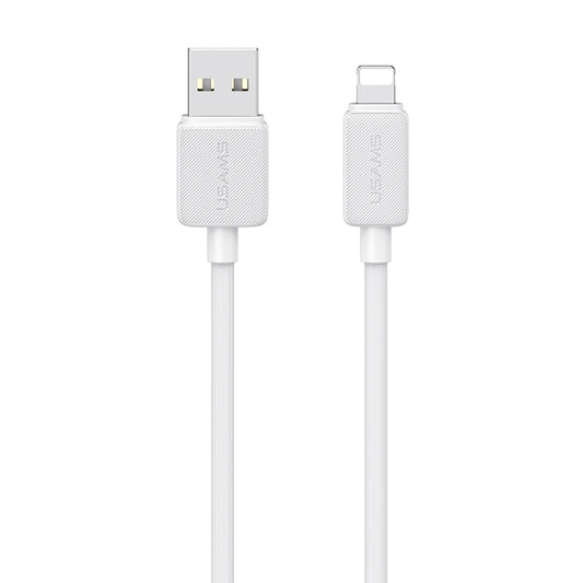 USAMS US-SJ694 USB to 8 Pin 2.4A Striped Fast Charge Data Cable, Length:2m(White) - Normal Style Cable by USAMS | Online Shopping UK | buy2fix