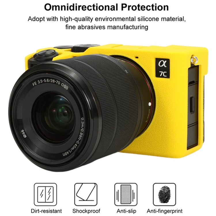 For Sony ILCE-7CM2 / A7C II / A7CR Litchi Texture Soft Silicone Protective Case(Yellow) - Protective Case by buy2fix | Online Shopping UK | buy2fix