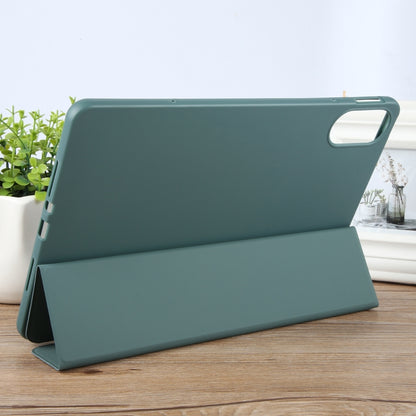 For Huawei MatePad SE 11 2024 Tri-fold Silicone Leather Tablet Case(Dark Green) - Huawei by buy2fix | Online Shopping UK | buy2fix