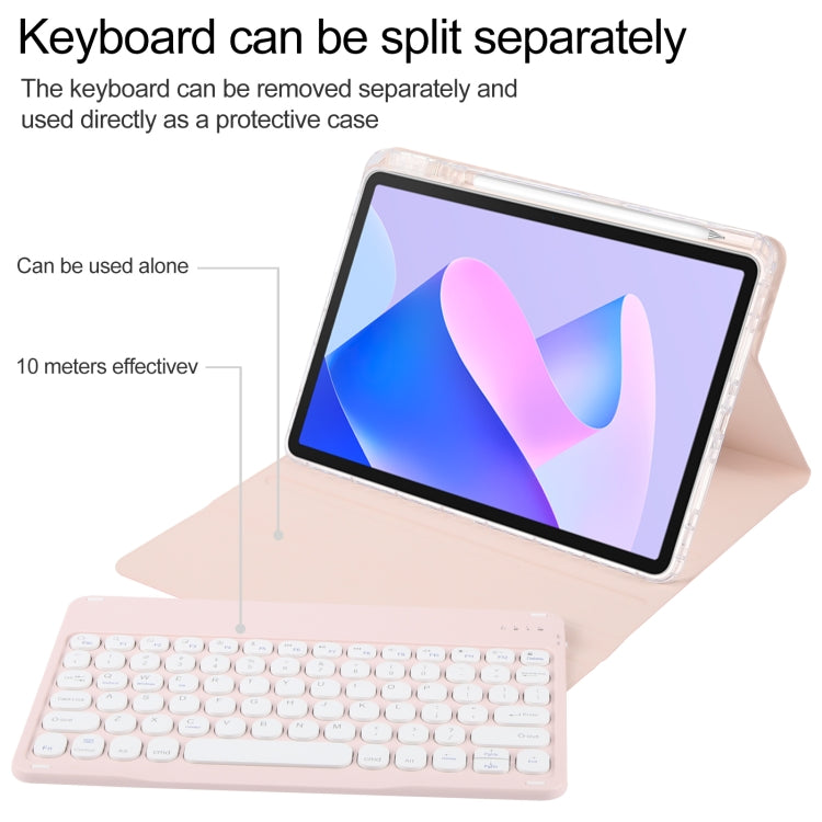 For Huawei MatePad 11 2023 / 2021 Round Button Bluetooth Keyboard Rotatable Holder Leather Case(Rose Gold) - Huawei Keyboard by buy2fix | Online Shopping UK | buy2fix
