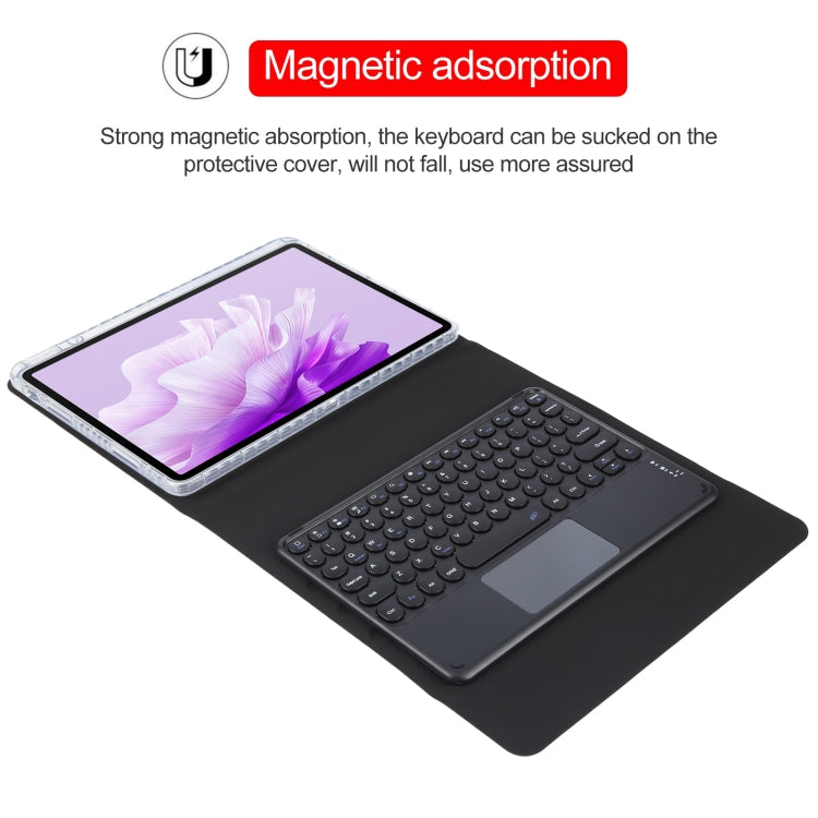 For Huawei MatePad Air 11.5 Round Button Bluetooth Keyboard Rotatable Holder Leather Case with Touchpad(Black) - Huawei Keyboard by buy2fix | Online Shopping UK | buy2fix