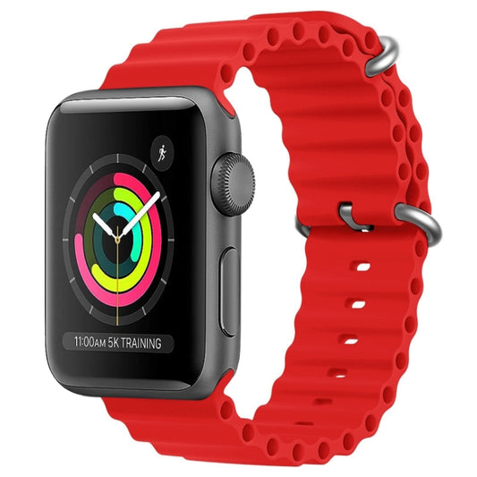 For Apple Watch Series 2 42mm ZGA Ocean Silicone Watch Band(Red) - Watch Bands by ZGA | Online Shopping UK | buy2fix