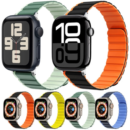 For Apple Watch SE 2022 44mm ZGA Two Color Magnetic Silicone Watch Band(Black+Orange) - Watch Bands by ZGA | Online Shopping UK | buy2fix