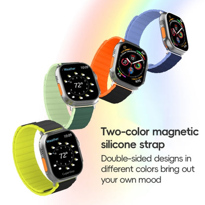 For Apple Watch Series 6 44mm ZGA Two Color Magnetic Silicone Watch Band(Dark Blue+Light Blue) - Watch Bands by ZGA | Online Shopping UK | buy2fix