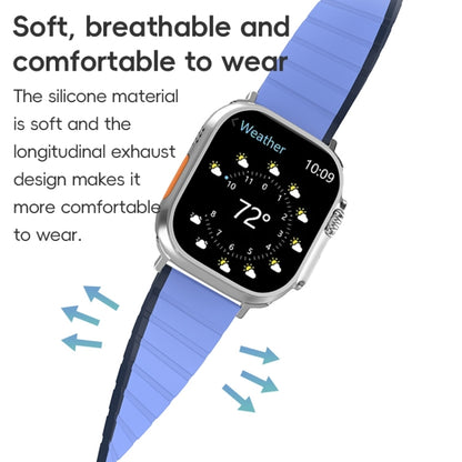 For Apple Watch Series 6 44mm ZGA Two Color Magnetic Silicone Watch Band(Dark Blue+Light Blue) - Watch Bands by ZGA | Online Shopping UK | buy2fix