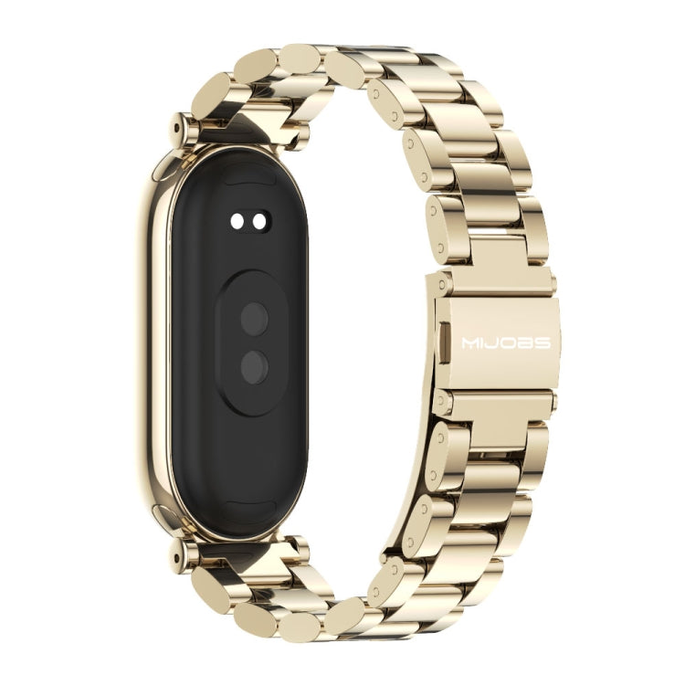 For Xiaomi Mi Band 8 / 9 / 9 NFC Mijobs GT4 Three Beads Metal Watch Band(Light Gold) - Watch Bands by MIJOBS | Online Shopping UK | buy2fix