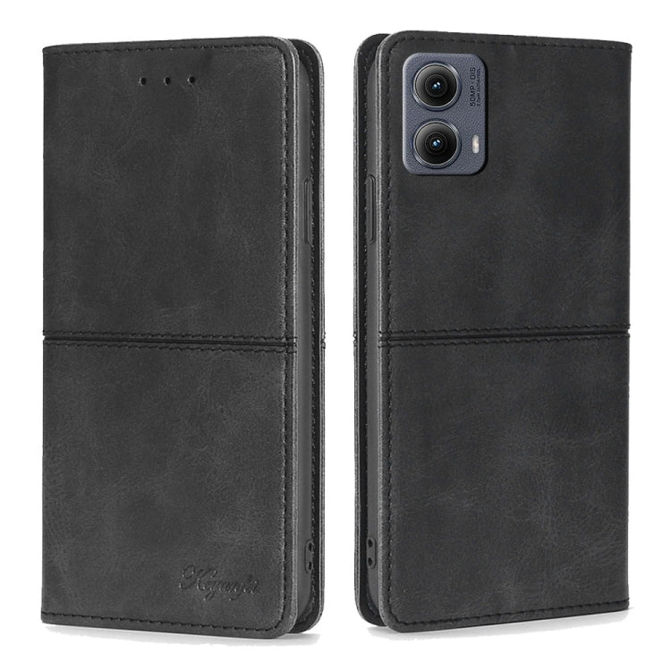 For Motorola Edge 5G 2024 Cow Texture Magnetic Leather Phone Case(Black) - Motorola Cases by buy2fix | Online Shopping UK | buy2fix