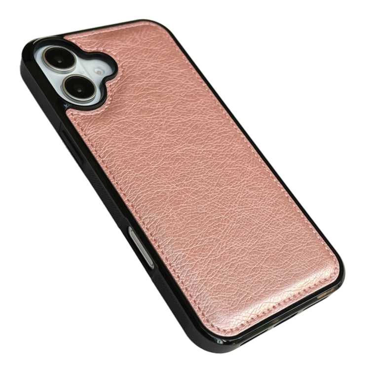 For iPhone 16 Cowhide Texture Back Cover Phone Case(Rose Gold) - iPhone 16 Cases by buy2fix | Online Shopping UK | buy2fix