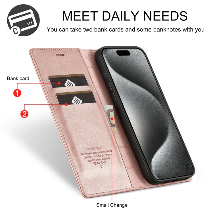 For iPhone 16 Pro LC.IMEEKE Strong Magnetism Microfiber Leather Phone Case(Rose Gold) - iPhone 16 Pro Cases by LC.IMEEKE | Online Shopping UK | buy2fix