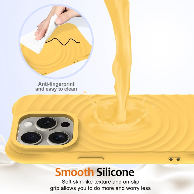 For iPhone 14 Pro Wave Texture MagSafe Magnetic Liquid Silicone Phone Case(Yellow) - iPhone 14 Pro Cases by buy2fix | Online Shopping UK | buy2fix