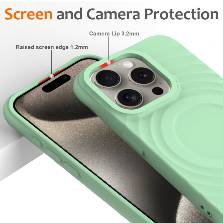 For iPhone 16 Pro Max Wave Texture MagSafe Magnetic Liquid Silicone Phone Case(Green) - iPhone 16 Pro Max Cases by buy2fix | Online Shopping UK | buy2fix