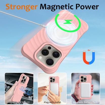 For iPhone 16 Pro Wave Texture MagSafe Magnetic Liquid Silicone Phone Case(Pink) - iPhone 16 Pro Cases by buy2fix | Online Shopping UK | buy2fix