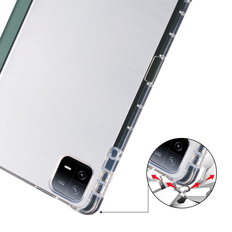 For iPad Pro 11 2024 3-fold Clear TPU Smart Leather Tablet Case with Pen Slot(Dark Green) - iPad Pro 11 2024 Cases by buy2fix | Online Shopping UK | buy2fix