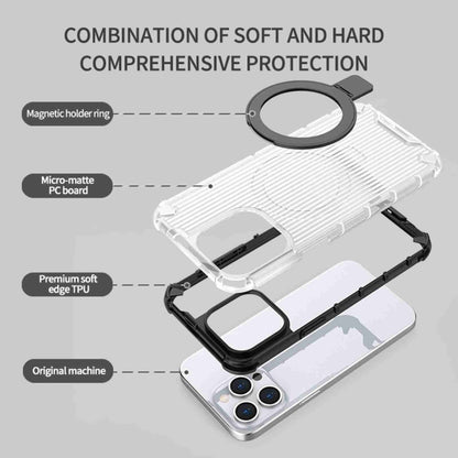 For iPhone 16 Grating Holder Shockproof Phone Case(Transparent) - iPhone 16 Cases by buy2fix | Online Shopping UK | buy2fix