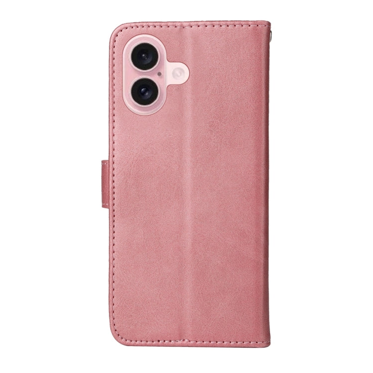 For iPhone 16 Classic Calf Texture Flip Leather Phone Case(Rose Gold) - iPhone 16 Cases by buy2fix | Online Shopping UK | buy2fix