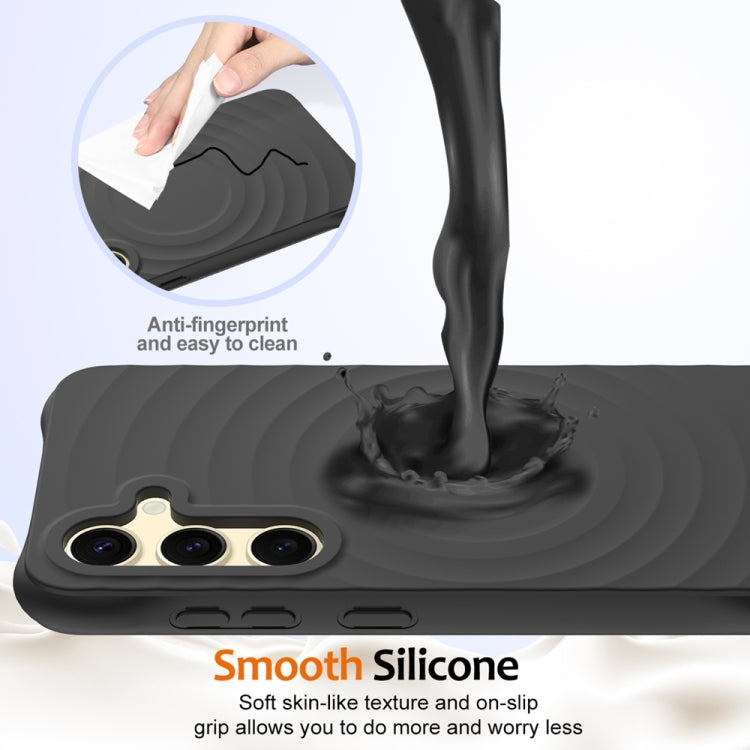 For Samsung Galaxy S25+ 5G Wave Texture MagSafe Magnetic Liquid Silicone Phone Case(Black) - Galaxy S25+ 5G Cases by buy2fix | Online Shopping UK | buy2fix