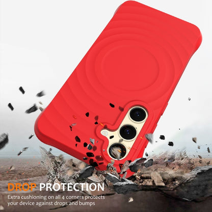 For Samsung Galaxy S25+ 5G Wave Texture MagSafe Magnetic Liquid Silicone Phone Case(Red) - Galaxy S25+ 5G Cases by buy2fix | Online Shopping UK | buy2fix