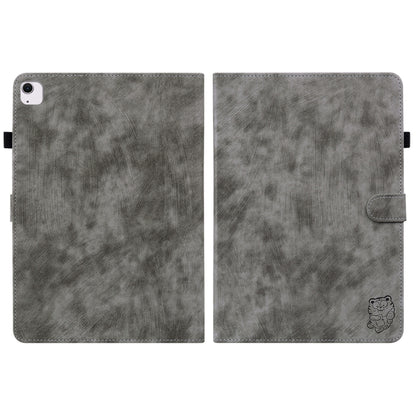 For iPad Air 11 2024 Embossed Tiger Pattern Leather Tablet Case(Grey) - iPad Air 11 2024 Cases by buy2fix | Online Shopping UK | buy2fix