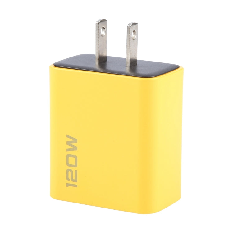 KO-71 120W Dual PD Type-C + Dual QC3.0 USB Multi Ports Charger, Plug:US Plug(Yellow) - USB Charger by buy2fix | Online Shopping UK | buy2fix