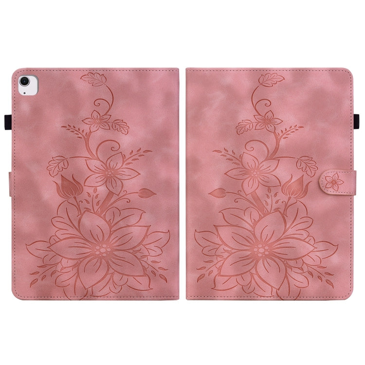 For iPad Air 11 2024 Lily Embossed Leather Smart Tablet Case(Pink) - iPad Air 11 2024 Cases by buy2fix | Online Shopping UK | buy2fix