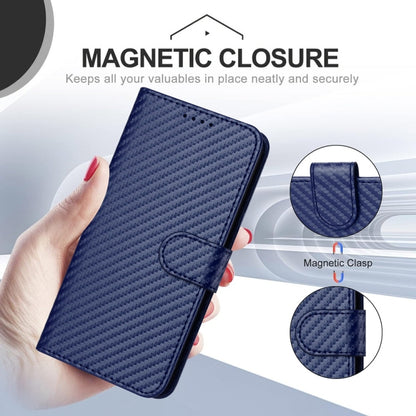 For iPhone 16 Pro YX0070 Carbon Fiber Buckle Leather Phone Case with Lanyard(Royal Blue) - iPhone 16 Pro Cases by buy2fix | Online Shopping UK | buy2fix