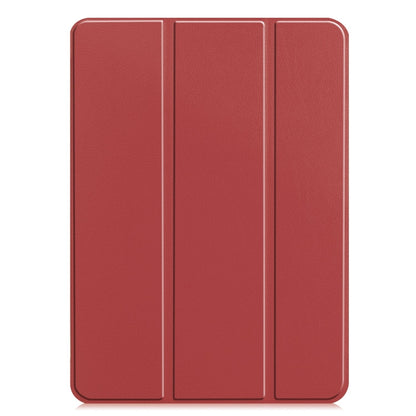 For iPad Pro 11 2024 Custer Pure Color 3-Fold Holder Smart Leather Tablet Case(Wine Red) - iPad Pro 11 2024 Cases by buy2fix | Online Shopping UK | buy2fix