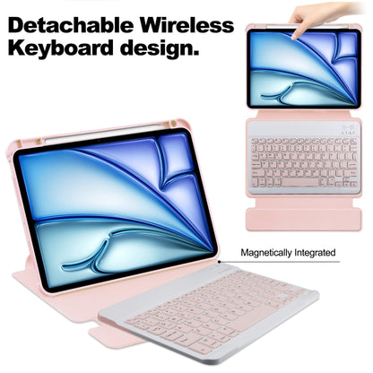 For iPad Air 13 2024 Transparent Rotation Smart Leather Tablet Case with Keyboard(Pink) - iPad Air 13 2024 Cases by buy2fix | Online Shopping UK | buy2fix