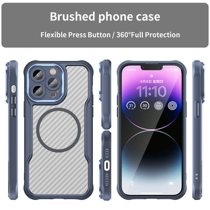 For iPhone 12 Pro Max Carbon Fiber Texture MagSafe Translucent Phone Case(Blue) - iPhone 12 Pro Max Cases by buy2fix | Online Shopping UK | buy2fix