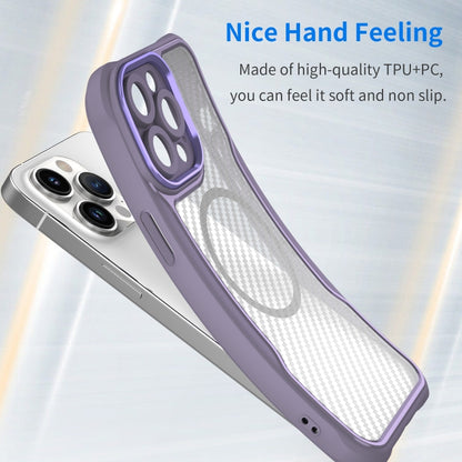 For iPhone 11 Carbon Fiber Texture MagSafe Translucent Phone Case(Purple) - iPhone 11 Cases by buy2fix | Online Shopping UK | buy2fix