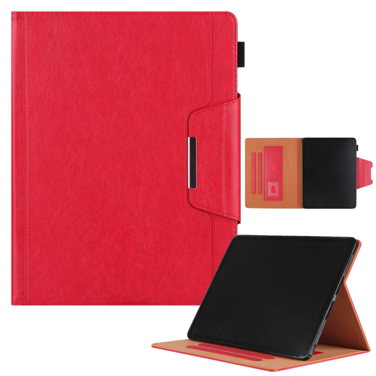 For iPad Pro 13 2024 Solid Color Metal Buckle Leather Smart Tablet Case(Red) - iPad Pro 13 2024 Cases by buy2fix | Online Shopping UK | buy2fix